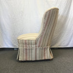 Vintage Green & Pink Striped Upholstered Slipper Accent Chair