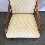 Modern 2001 Ethan Allen Cherry & Off-White Upholstered Armchair