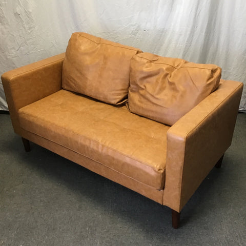 Contemporary MCM Brown Vinyl Loveseat
