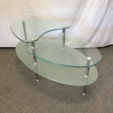 Modern 3-Tier Oval Glass Coffee Table