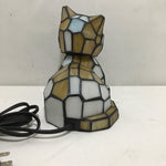 Modern Stained Glass Bobblehead Cat Table Lamp