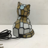 Modern Stained Glass Bobblehead Cat Table Lamp
