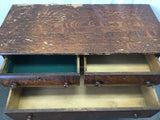 Antique Edwardian Tiger Oak Veneer 3-Drawer & 2-Door Cabinet Washstand