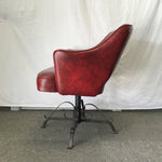 Vintage MCM Virtue Bros. Red Vinyl Swivel Accent Chair