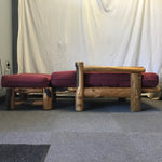 Vintage Primitive Solid Live Edge Cedar Futon Chair & Ottoman
