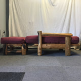 Vintage Primitive Solid Live Edge Cedar Futon Chair & Ottoman
