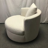 Contemporary Pottery Barn Off-White "Balboa" Swivel Armchair