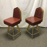 Pair of MCM Gasser Chair Co. Red Counter Height Casino Swivel Bar Stools