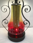 Vintage Red & Yellow Glass Table Lamp