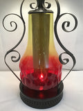 Vintage Red & Yellow Glass Table Lamp