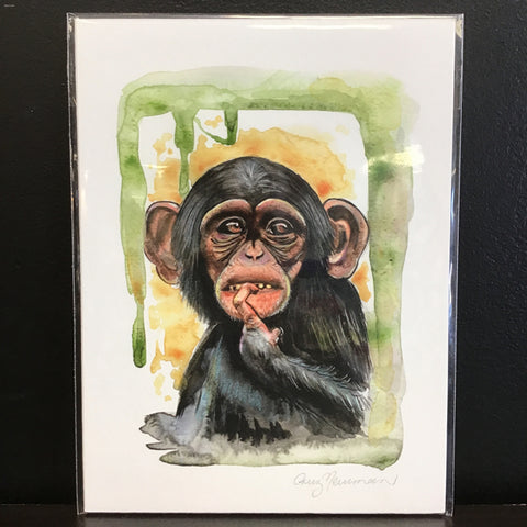Cruz Illustrations "Chimpanzee" 6x8 Signed Art Print