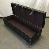 Modern Button-Tufted Black Vinyl Storage Bench