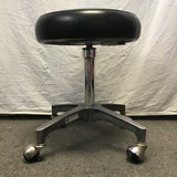 Vintage MCM Del-tube Black Vinyl & Silver Metal Rolling Stool
