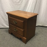 Single Athens Furn. Veneer & Solid Oak 2-Drawer Night Stand