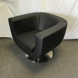 Contemporary Zuri Black Leather "Macie" Swivel Accent Chair