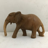 Vintage MCM Carved Solid Teak Elephant
