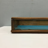 Vintage Solid Oak & Blue Velvet Table-Top Display Case