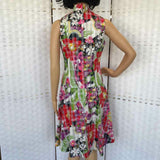 Vintage 70's Leo Narducci Floral Plaid Shift Dress