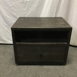 Pair of Rustic Grey-Stained Wood 2-Tier Night Stands