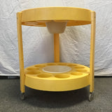 Vintage 1960's Atomic Tiara Casa Yellow & White Bar Cart
