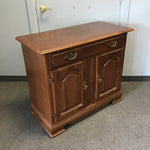 2pc Vintage Federal Solid Cherry Buffet & Glass-Front Hutch