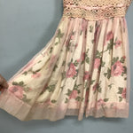 Vintage 1960's Pink Floral Tulle Midi Dress