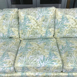Vintage Bassett Green & Off-White Upholstered 3-Cushion Sofa