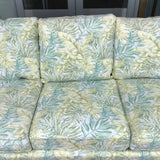 Vintage Bassett Green & Off-White Upholstered 3-Cushion Sofa