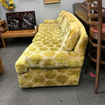 Vintage Mid-Century Yellow Bold Floral Velveteen 3-Cushion Sofa