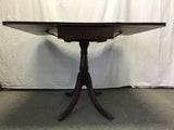 Vintage Mahogany Veneer Drop-Leaf  Pedestal Dining Table