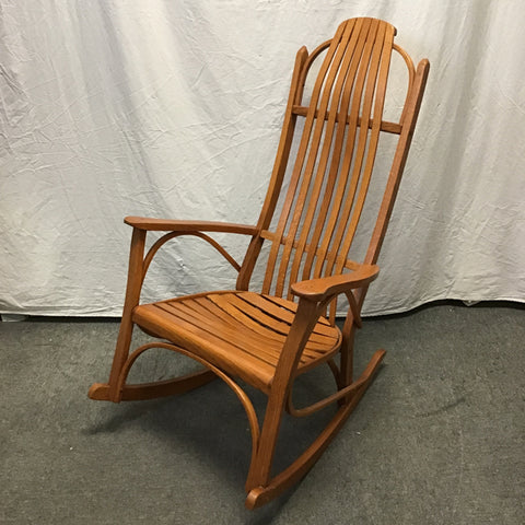 Solid Oak Bent- & Slat-Wood Rocking Chair