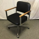 Vintage Global Upholstery Black & Chrome Rolling Office Chair