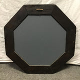 Vintage Black-Framed Stained Glass Tree & Mirror