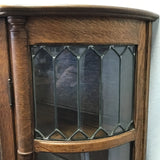Vintage Oak & Tiger Oak Curved-Glass-Front Curio Cabinet