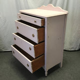 Vintage Pink Painted Wood 4-Drawer Chest of Drawers