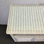 Vintage White Wicker Rolling 2-Tier Entertainment Stand