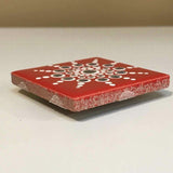 Susan Sitaraman Single Hand Painted Mandala On Red Tile Magnet