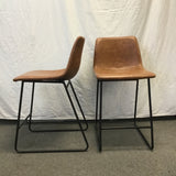 Pair of Modern Brown Vinyl & Black Metal Counter Stools