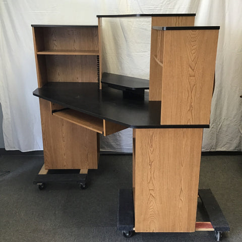 Vintage Oak Laminate Corner Computer Desk