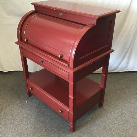 Modern Red Painted 3-Tier 2-Drawer Roll-Top Desk
