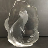 Signed Mats Jonasson Sweden Crystal Otter Paperweight