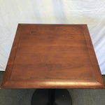 Modern Solid Cherry & Black Metal Pedestal Bar Table
