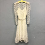 1980's Ivory Lace Dress With Slip and Matching Belt