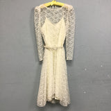 1980's Ivory Lace Dress With Slip and Matching Belt