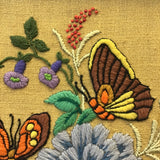Vintage MCM Floral Butterfly Yarn Art