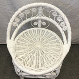 Vintage White Wicker Vanity Stool