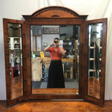 Vintage Century Furn. Cherry Veneer 9-Drawer Dresser & Triptych Mirror