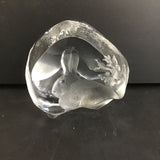Signed Mats Jonasson Sweden Crystal Hare Paperweight
