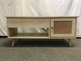 Contemporary MCM Boho Faux-Oak Laminate Lift-Top Coffee Table