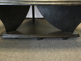 Vintage Atomic Black Laminate & Amber Glass Triangle Coffee Table